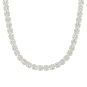 16CTW Diamond Cushion Fashion Ladies Necklace - 22" 10K Gold