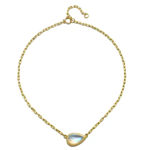 18 Karat Gold Pear Shaped Ceylon Moonstone Necklace - 13.44 carats