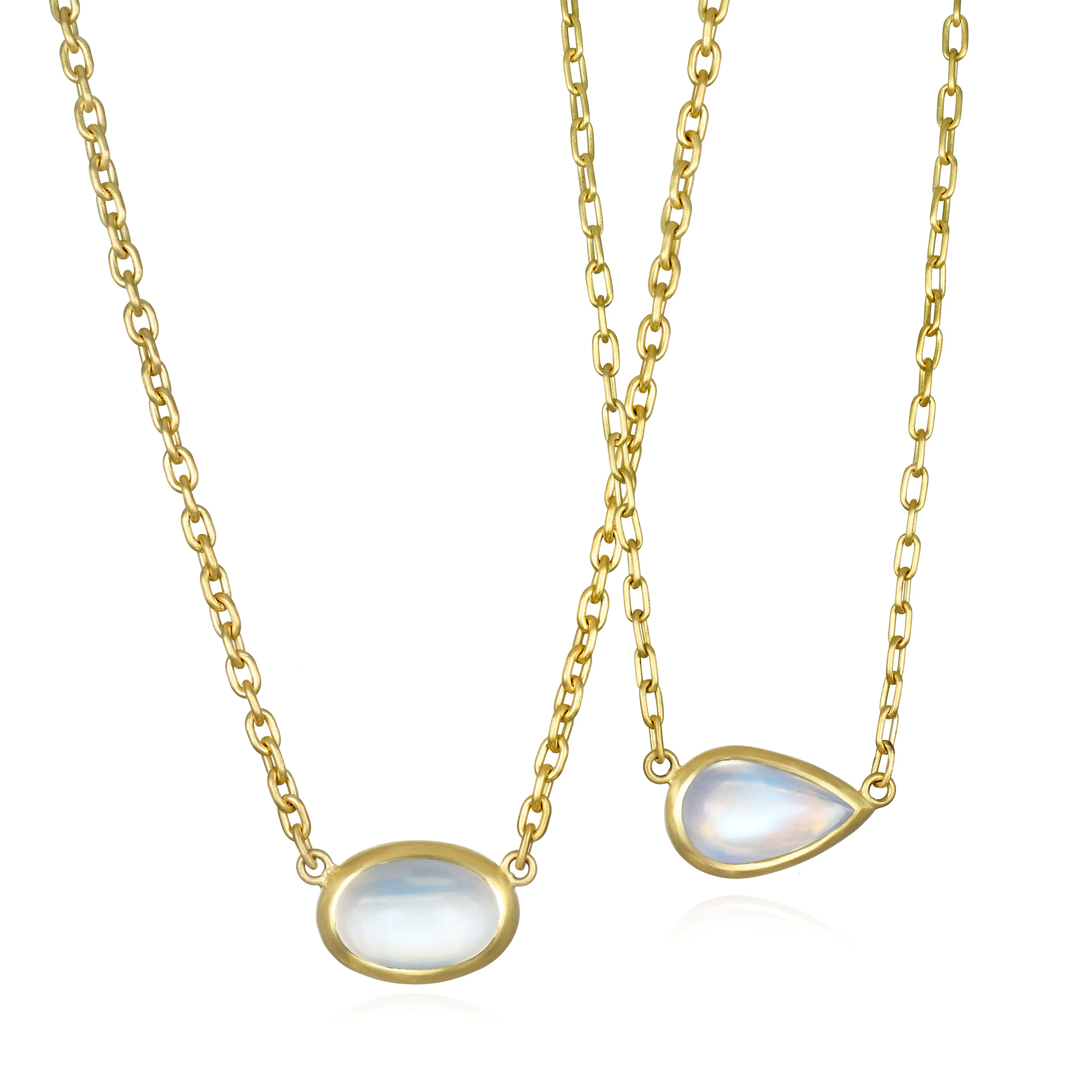 18 Karat Gold Pear Shaped Ceylon Moonstone Necklace - 13.44 carats