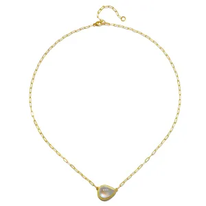 18 Karat Gold Pear Shaped Ceylon Moonstone Necklace - 6.75 carats