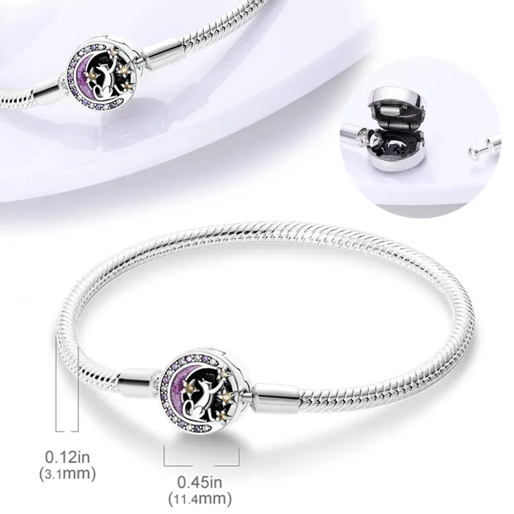 925 Sterling Silver Bracelet Moments Sparkling Heart Clasp Snake Chain Bracelet for Women DIY Charms Beads Jewelry Gifts