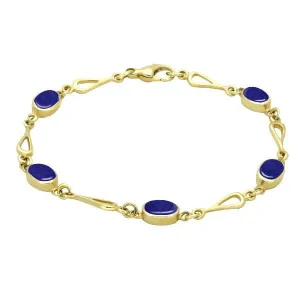 9ct Yellow Gold Lapis Lazuli Oval Spoon Link Bracelet