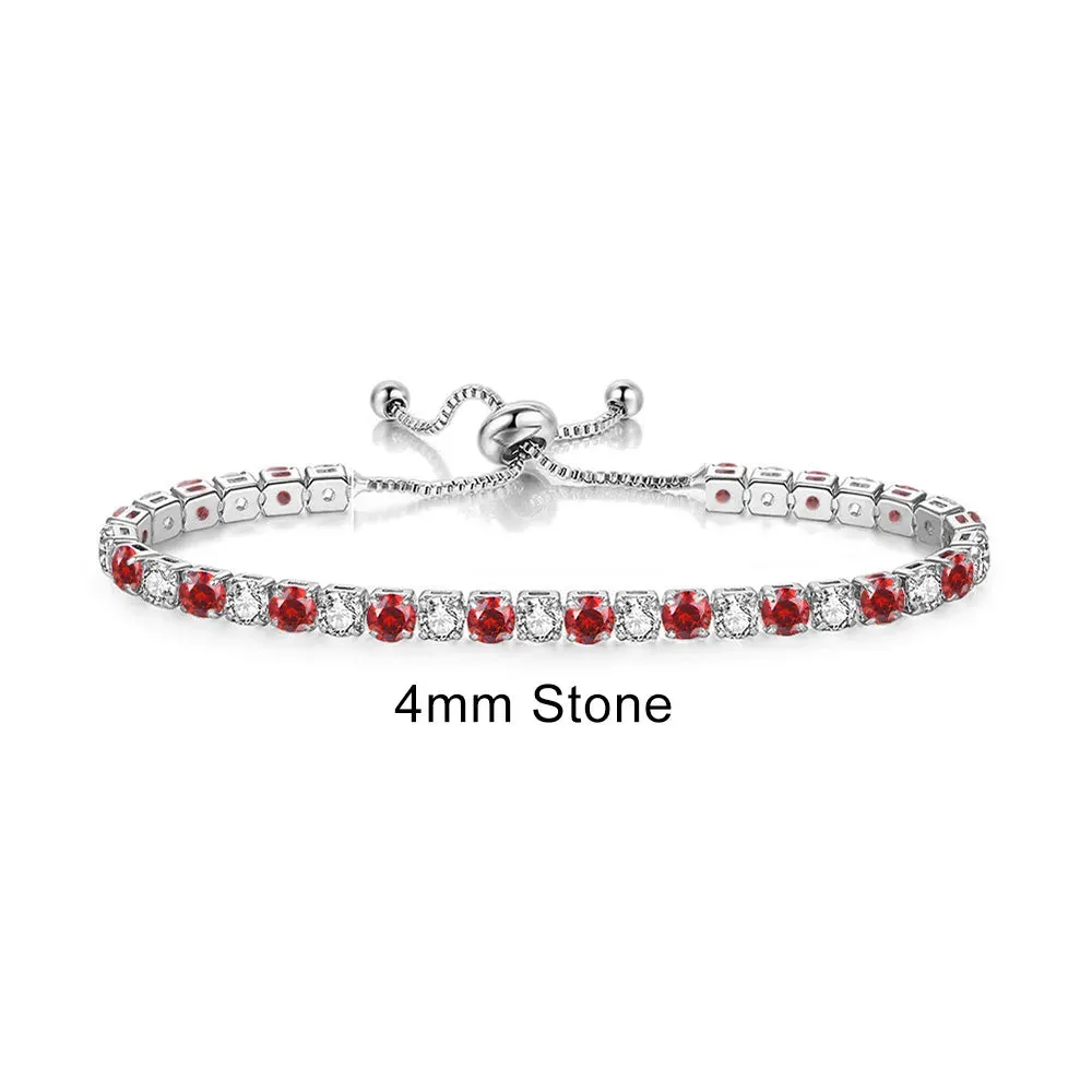 Adjustable Multicolor Tennis Bracelets For Women Ladies Wedding Rainbow Colorful Zircon Charm Bracelet Hand Chain Jewelry DZH043