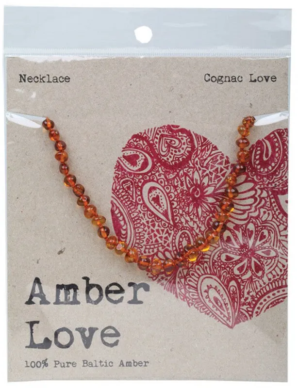 Amber Love Children's Necklace 100% Baltic Amber Cognac 33cm