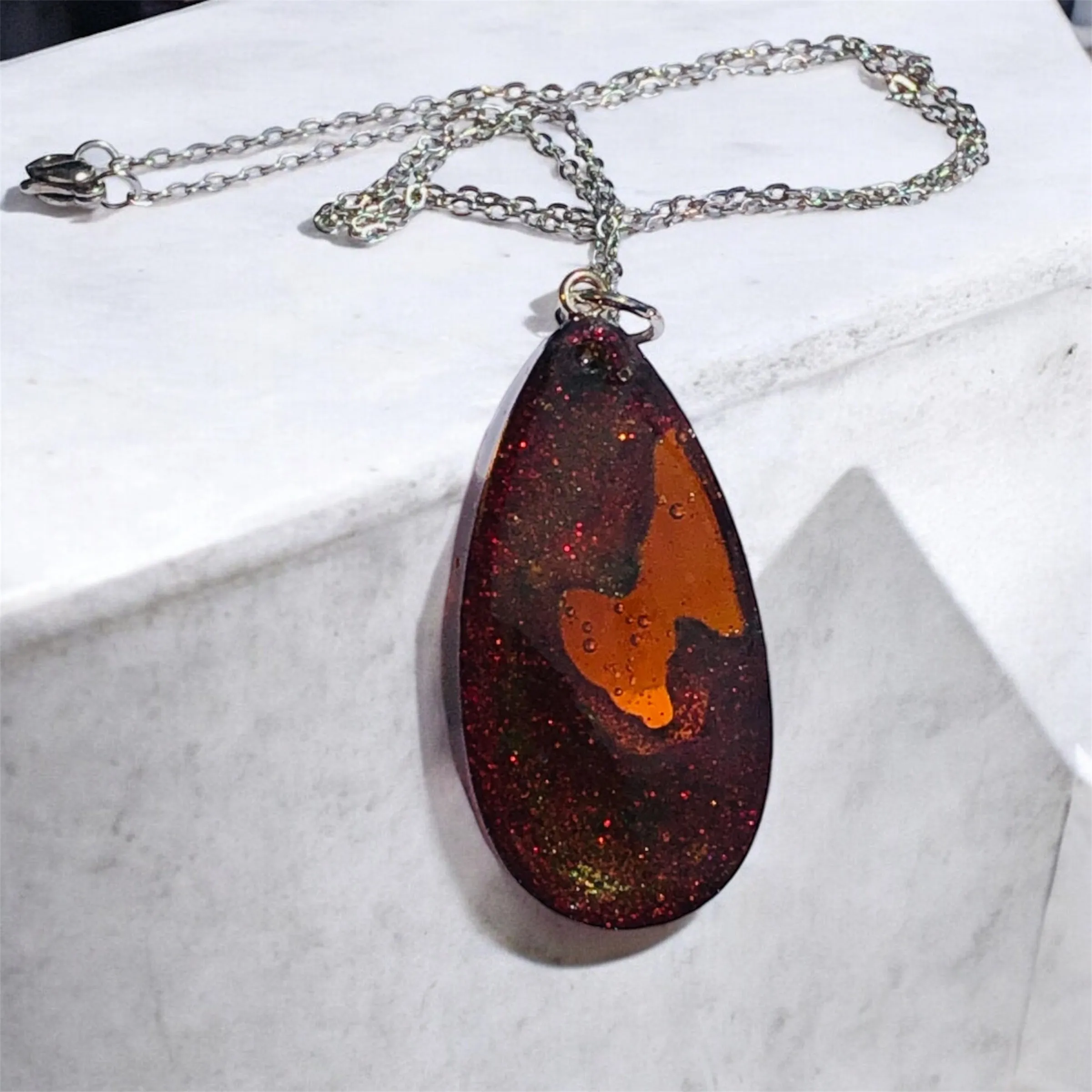 Amber Teardrop Oasis Pendant Necklace
