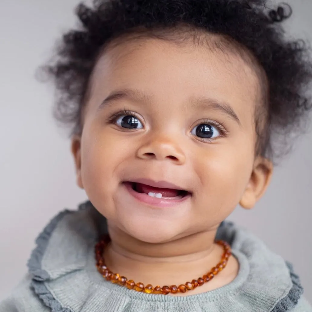 Amber Teething Necklace for Babies and Toddlers - Natural Solution for Teething Pain Relief