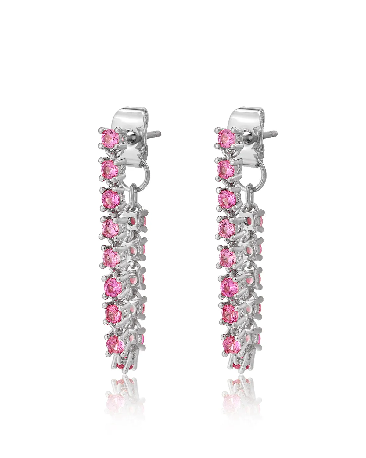 Ballier Chain Studs- Pink- Silver