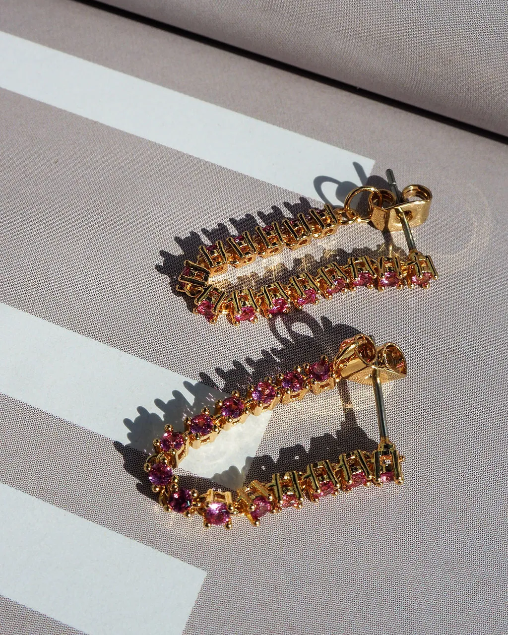 Ballier Chain Studs- Pink- Silver