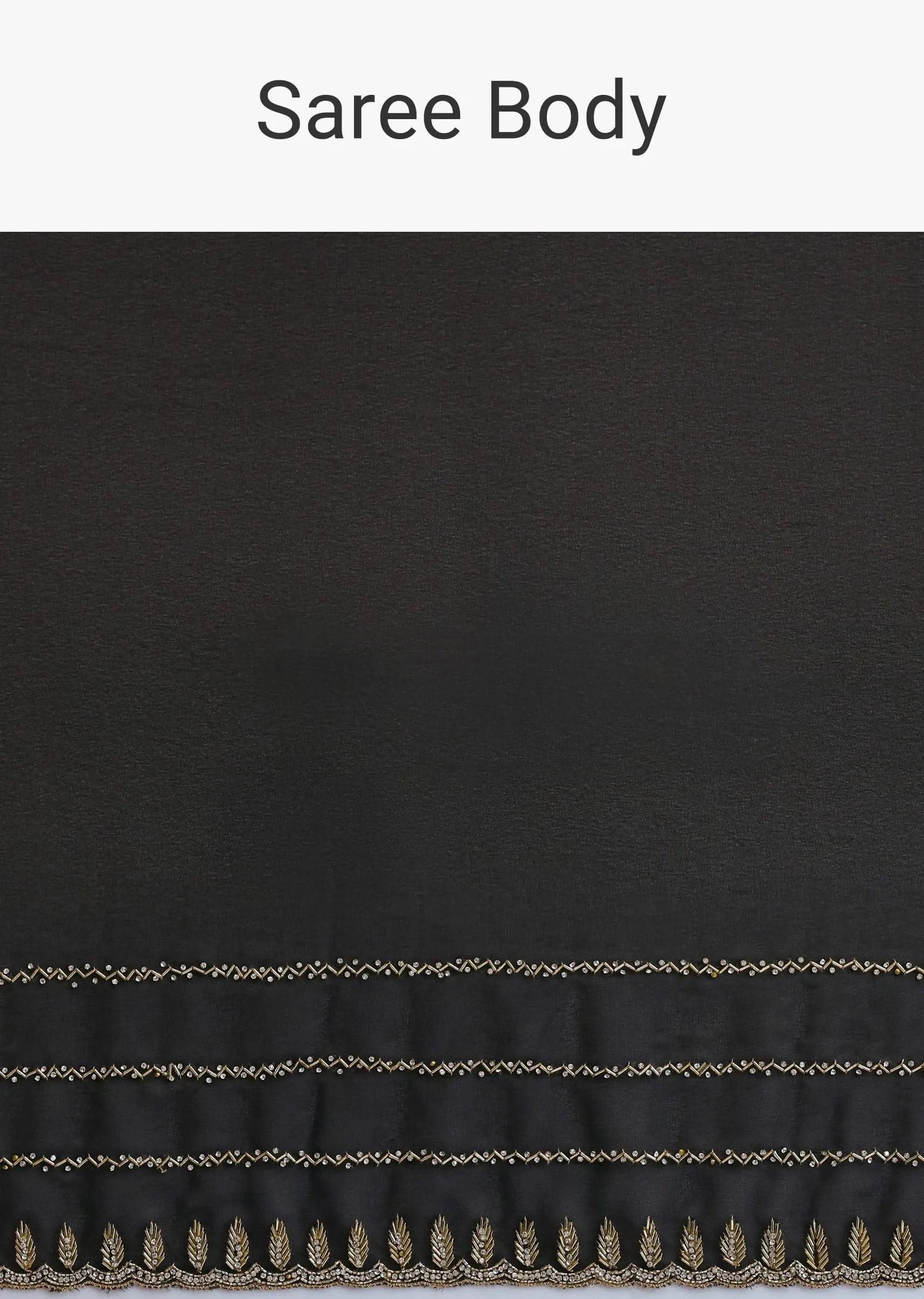 Black Georgette Saree With Cut Dana Embroidery And Unstitched Blouse