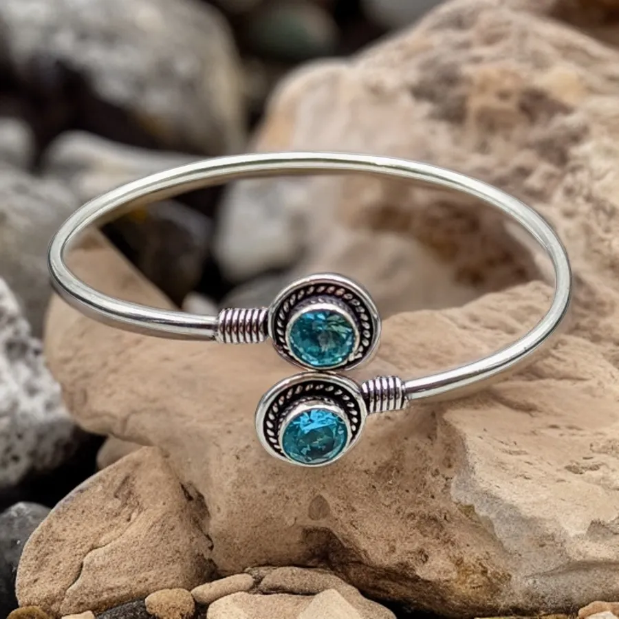 Blue Topaz - Cuff Bracelet.