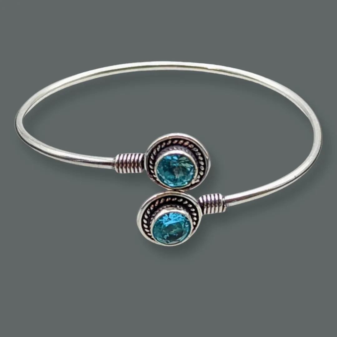 Blue Topaz - Cuff Bracelet.