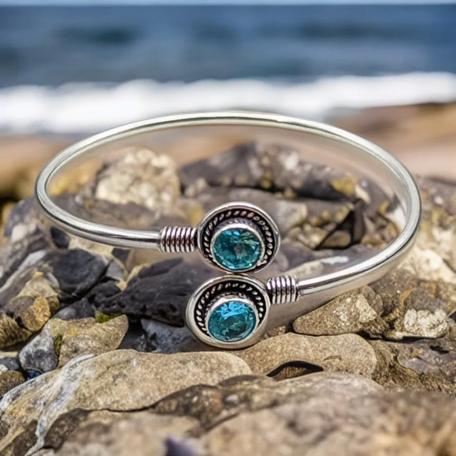 Blue Topaz - Cuff Bracelet.