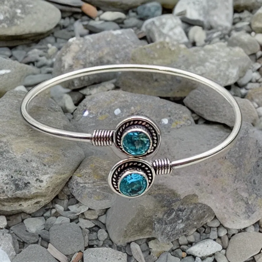 Blue Topaz - Cuff Bracelet.