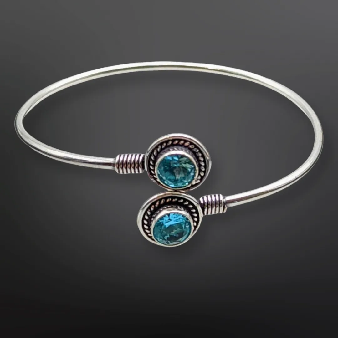 Blue Topaz - Cuff Bracelet.