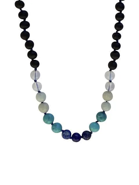 Boost Immune System with Cherry Amber and Turquoise Necklace for Kids - Blue Rainbow Color