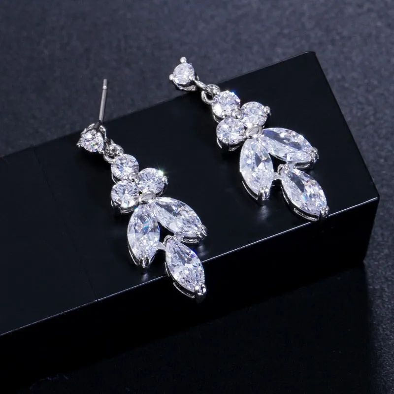 Brilliant Cubic Zircon Necklace Earrings Ring set