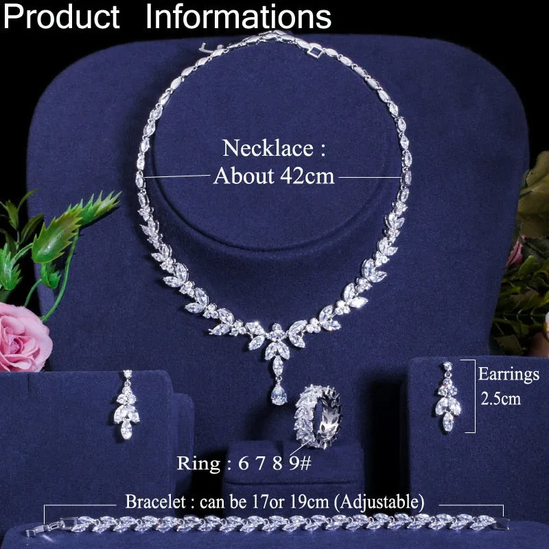 Brilliant Cubic Zircon Necklace Earrings Ring set
