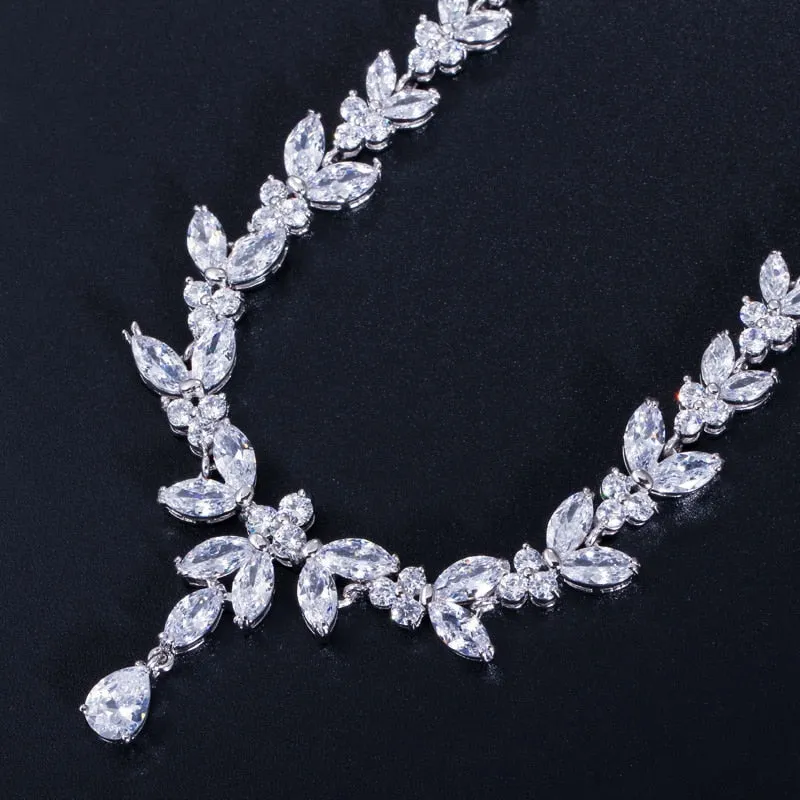 Brilliant Cubic Zircon Necklace Earrings Ring set