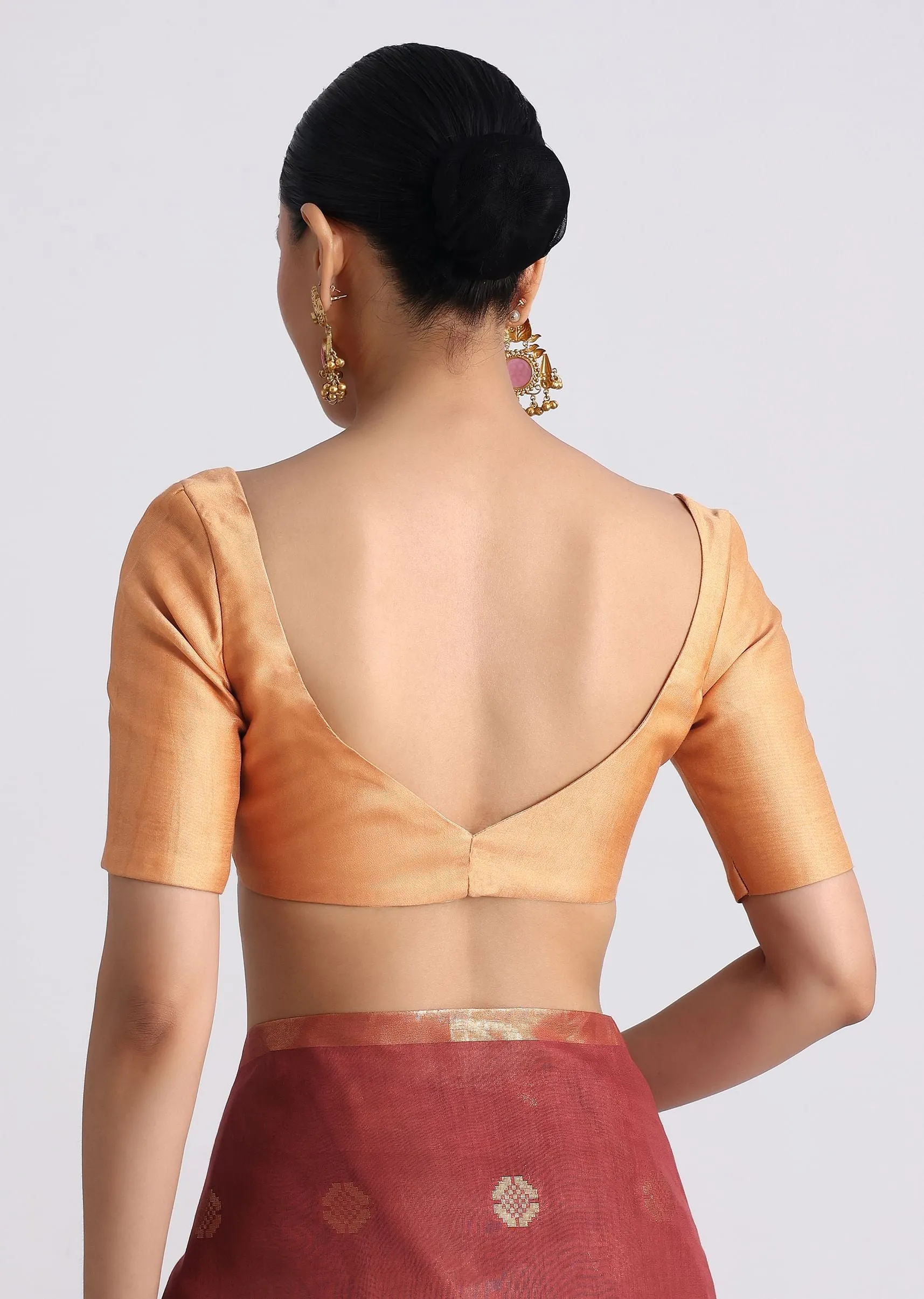 Brown Spun Silk Saree With Woven Butti Work