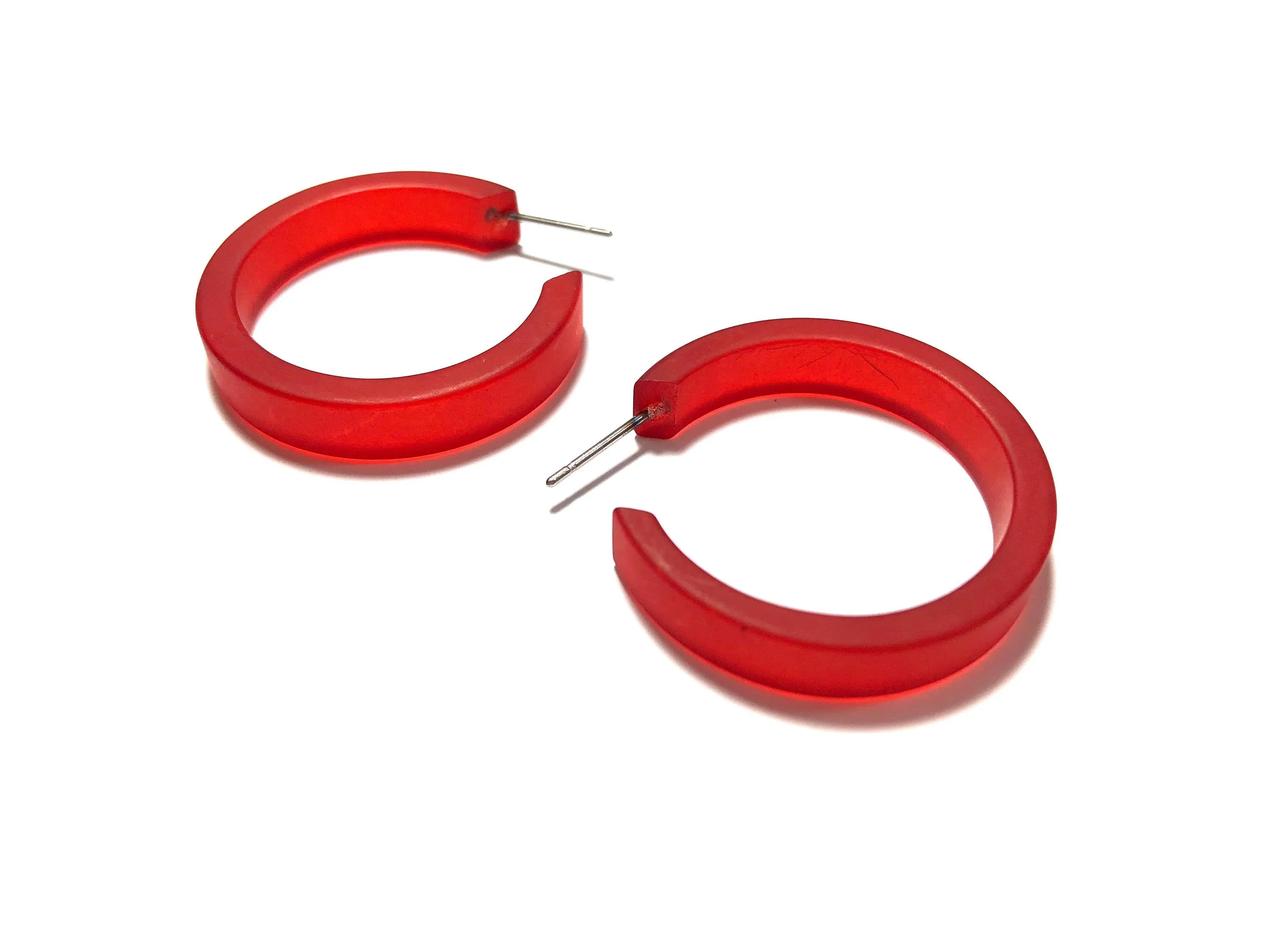 Cherry Red Frosted Small Classic Hoop Earrings