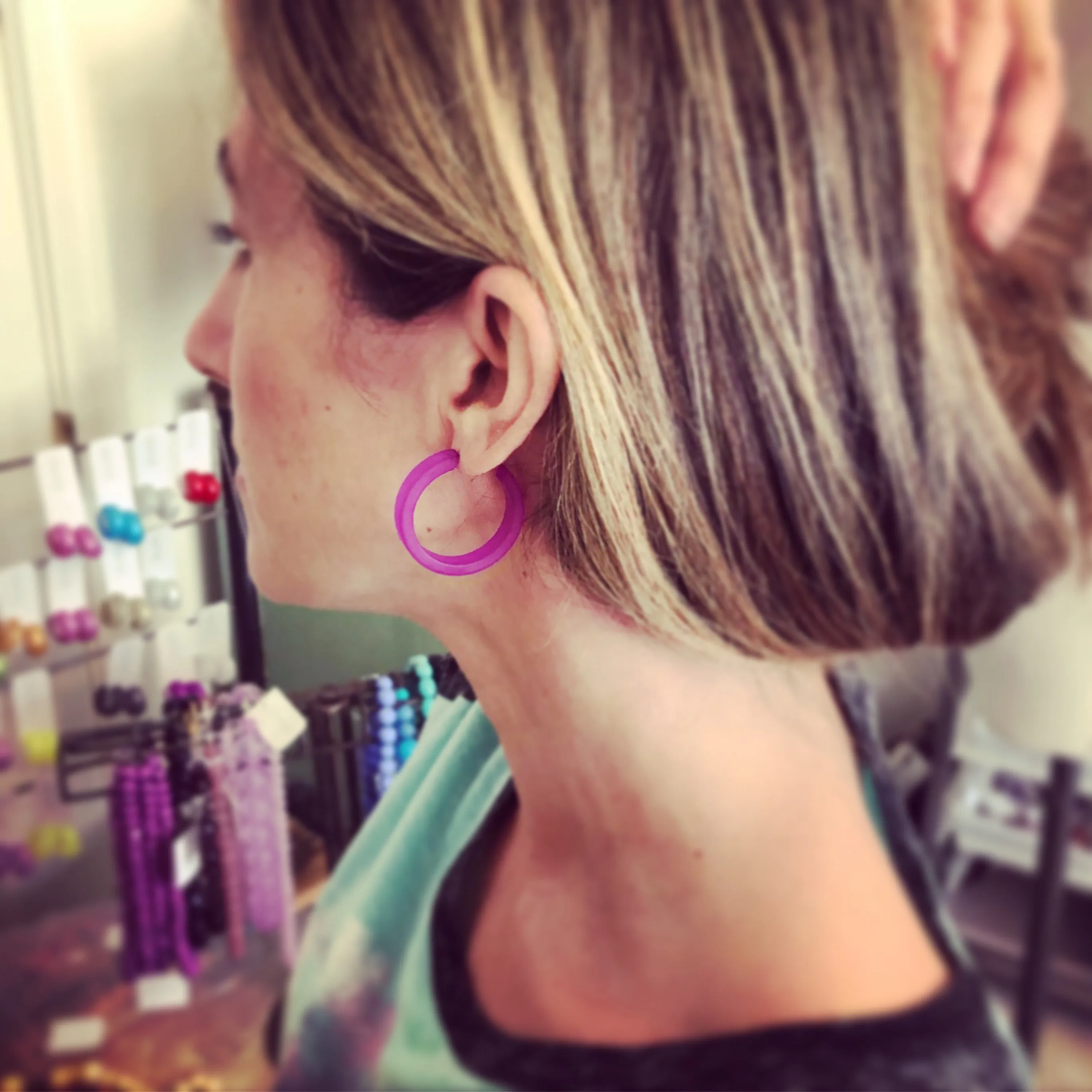 Cherry Red Frosted Small Classic Hoop Earrings