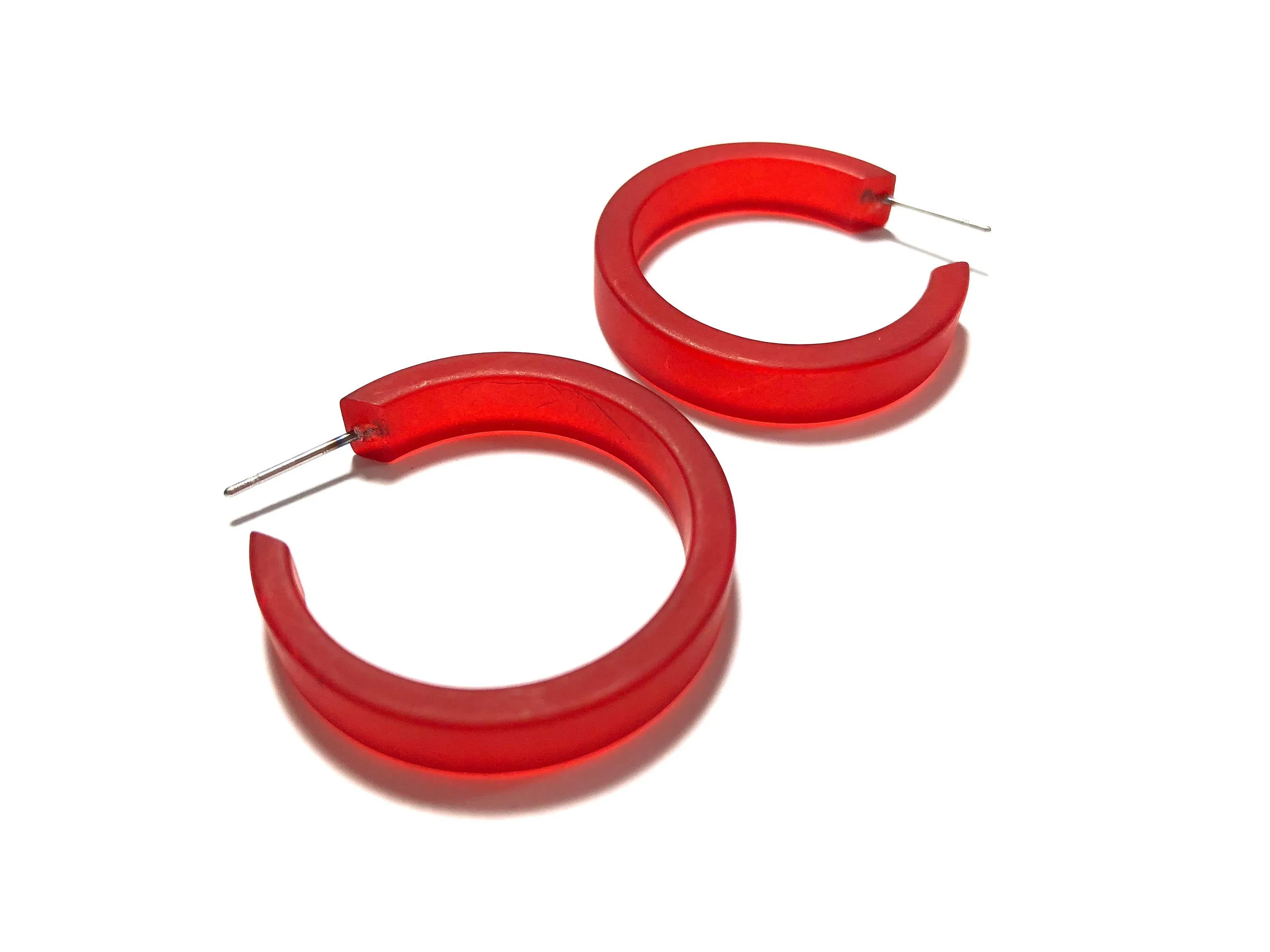 Cherry Red Frosted Small Classic Hoop Earrings
