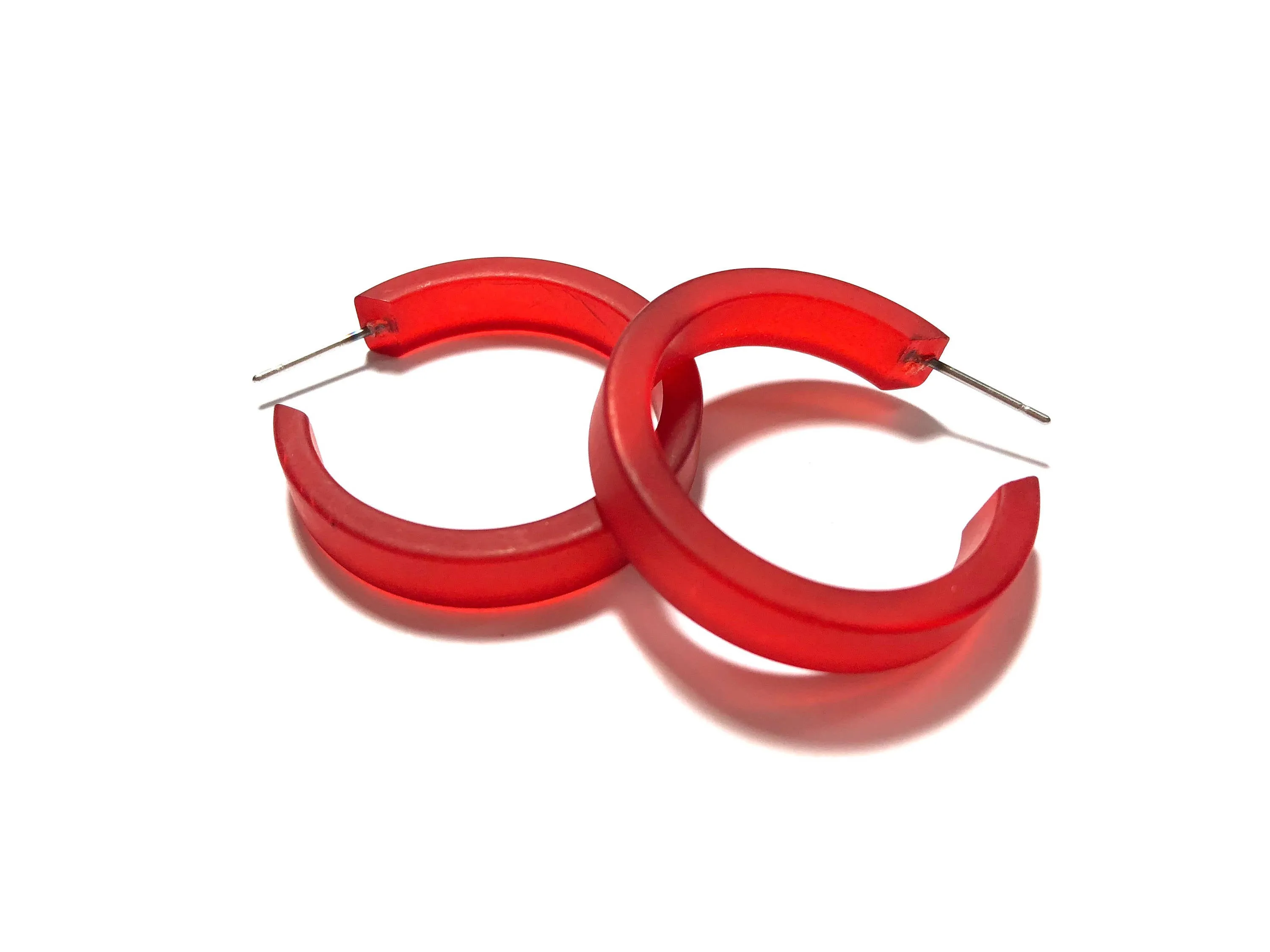 Cherry Red Frosted Small Classic Hoop Earrings