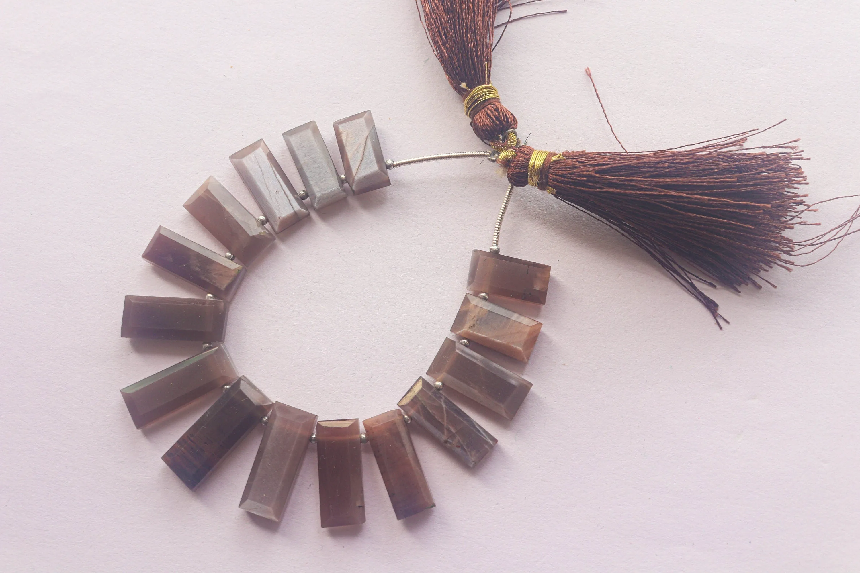 Chocolate Moonstone Faceted Rectangle Shape Drops BFYJ1375-4