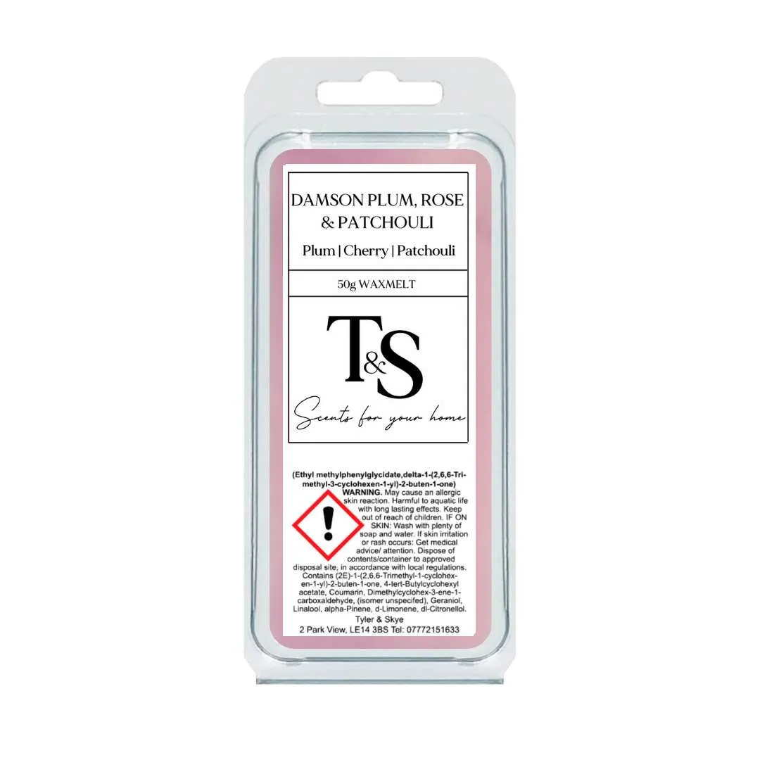 Damson plum, Rose & Patchouli wax melt