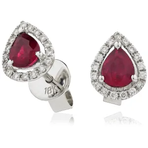 Diamond & Ruby Pear Shaped Earrings 1.00ct