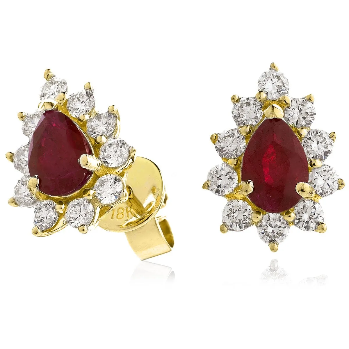 Diamond & Ruby Pear Shaped Earrings 1.30ct