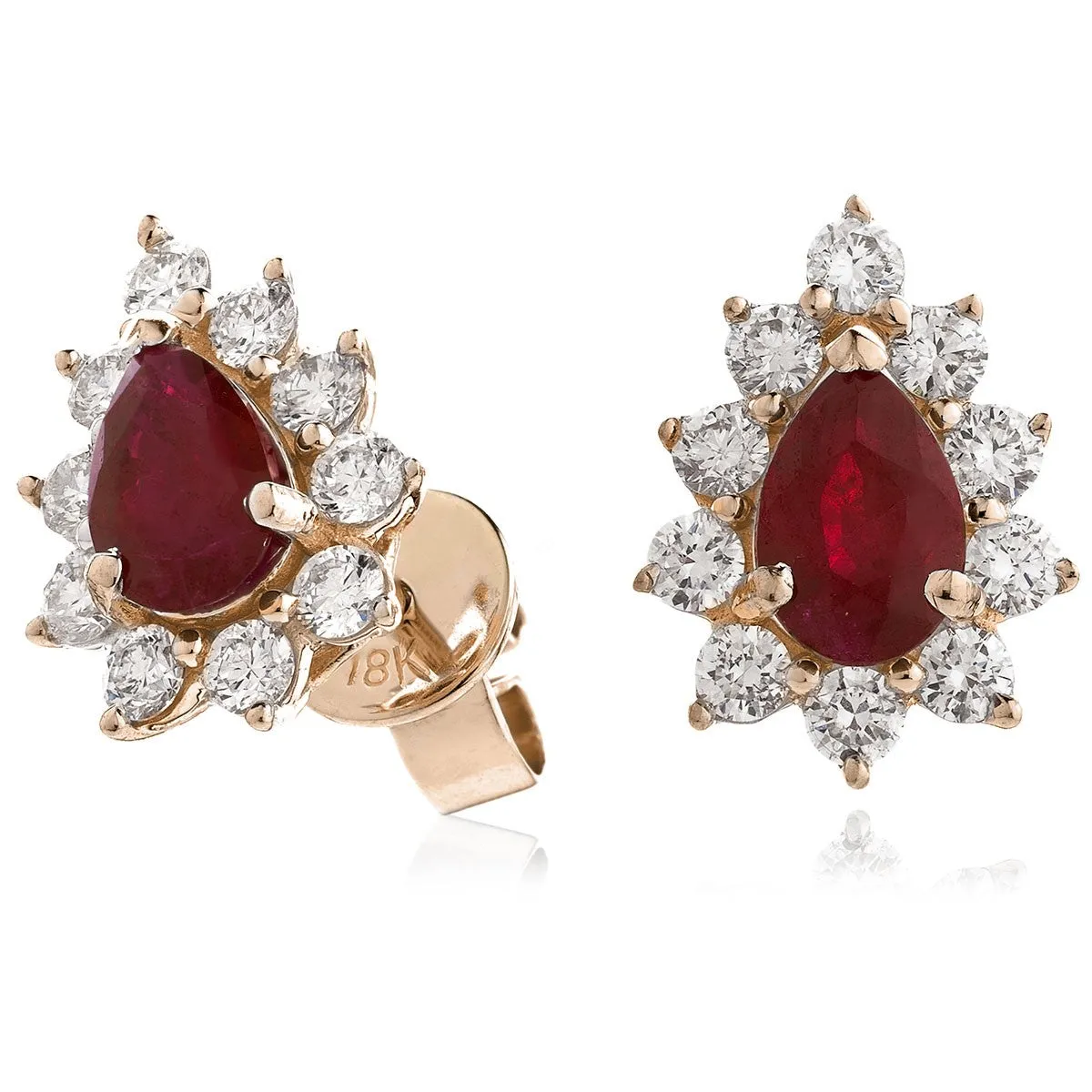 Diamond & Ruby Pear Shaped Earrings 1.30ct