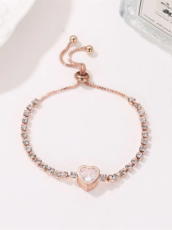 Fashion Rose Gold Heart Zircon Bracelet Simple Alloy Diamond Ladies Bracelet Bracelet