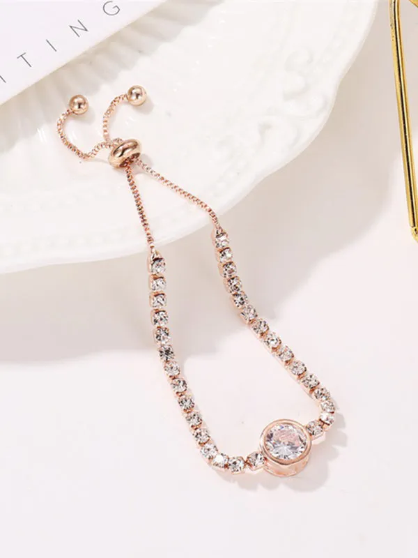 Fashion Rose Gold Heart Zircon Bracelet Simple Alloy Diamond Ladies Bracelet Bracelet