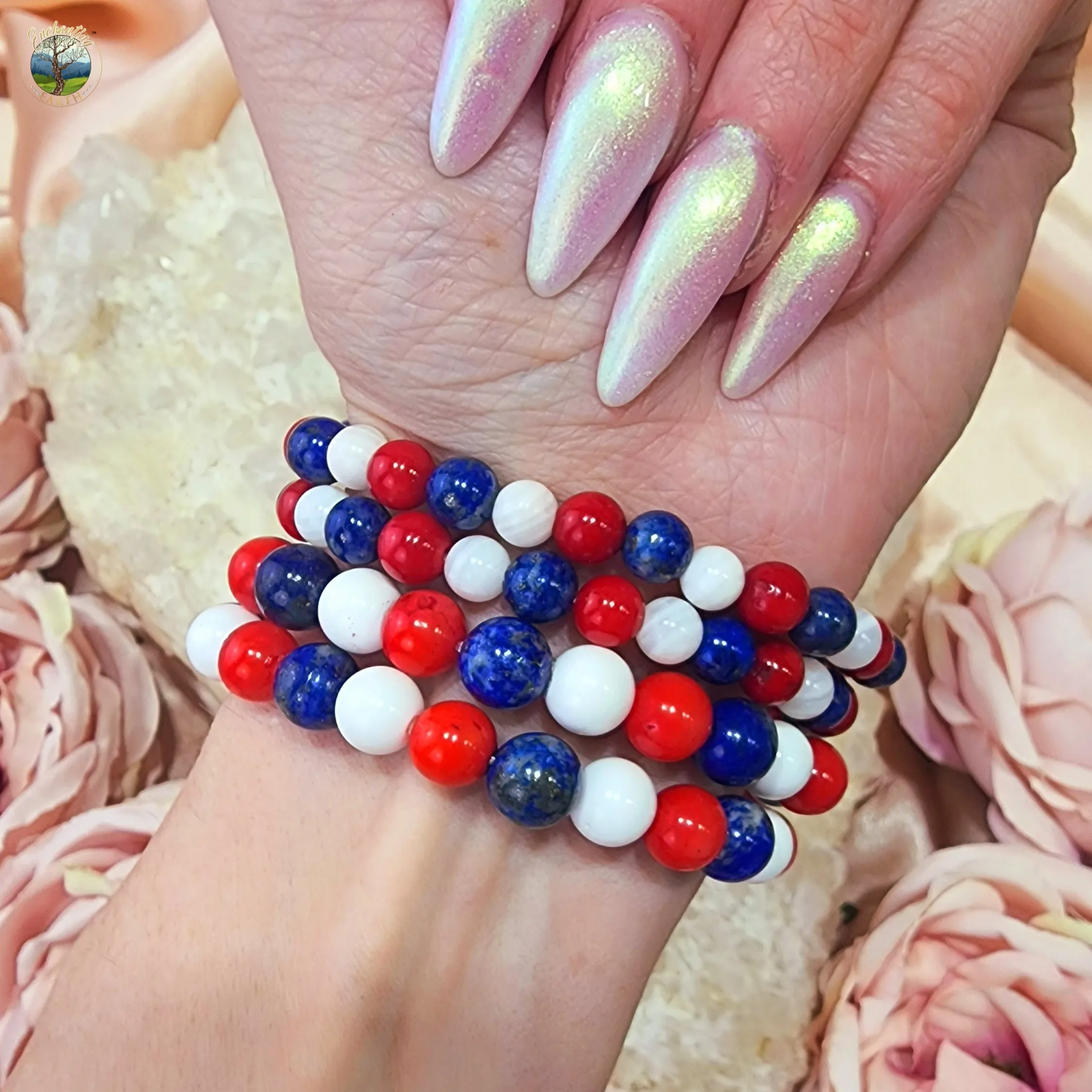 Freedom Bracelet (Lapis Lazuli, Red Bamboo Coral & Tridacna Shell AAA Grade) for Empowerment, Intuition and Peace