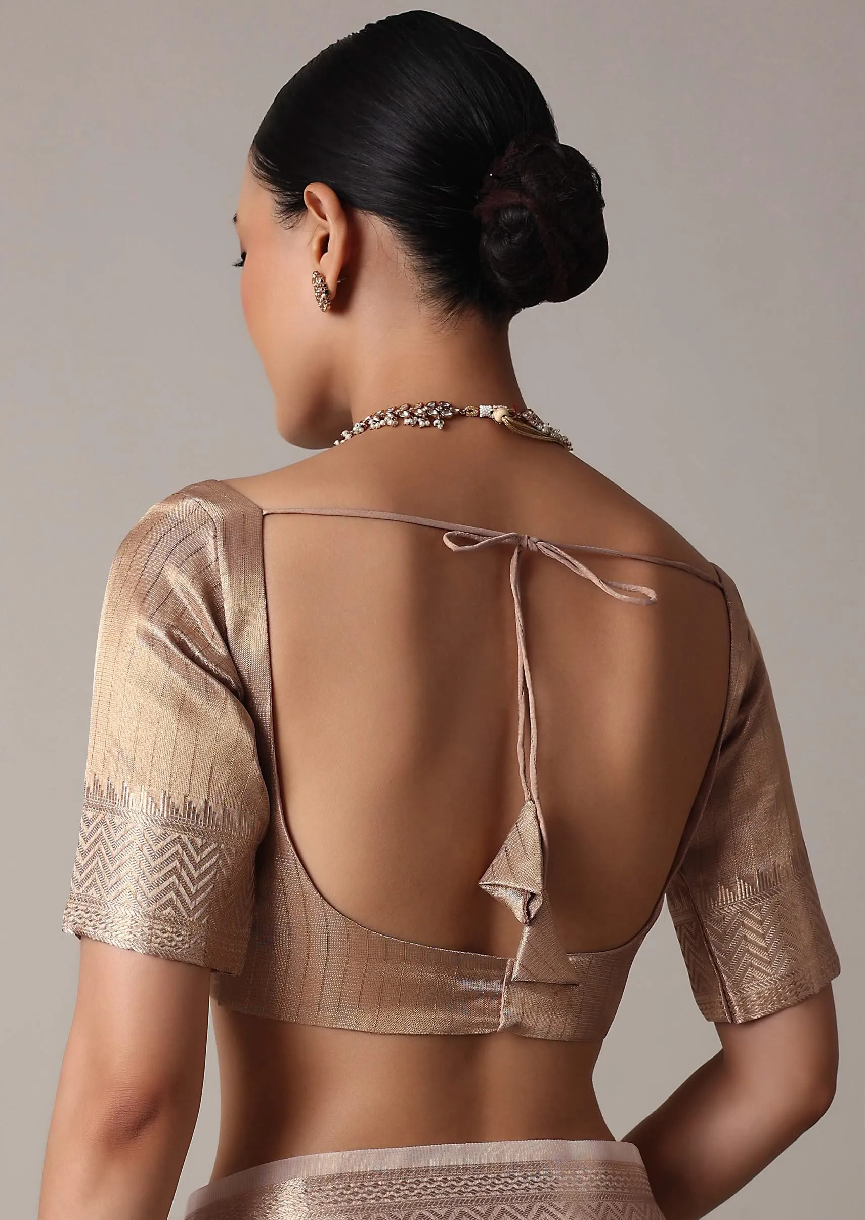 Gold Chanderi Kora Silk Saree With Zari Thread Work And Unstitched Blouse Piece