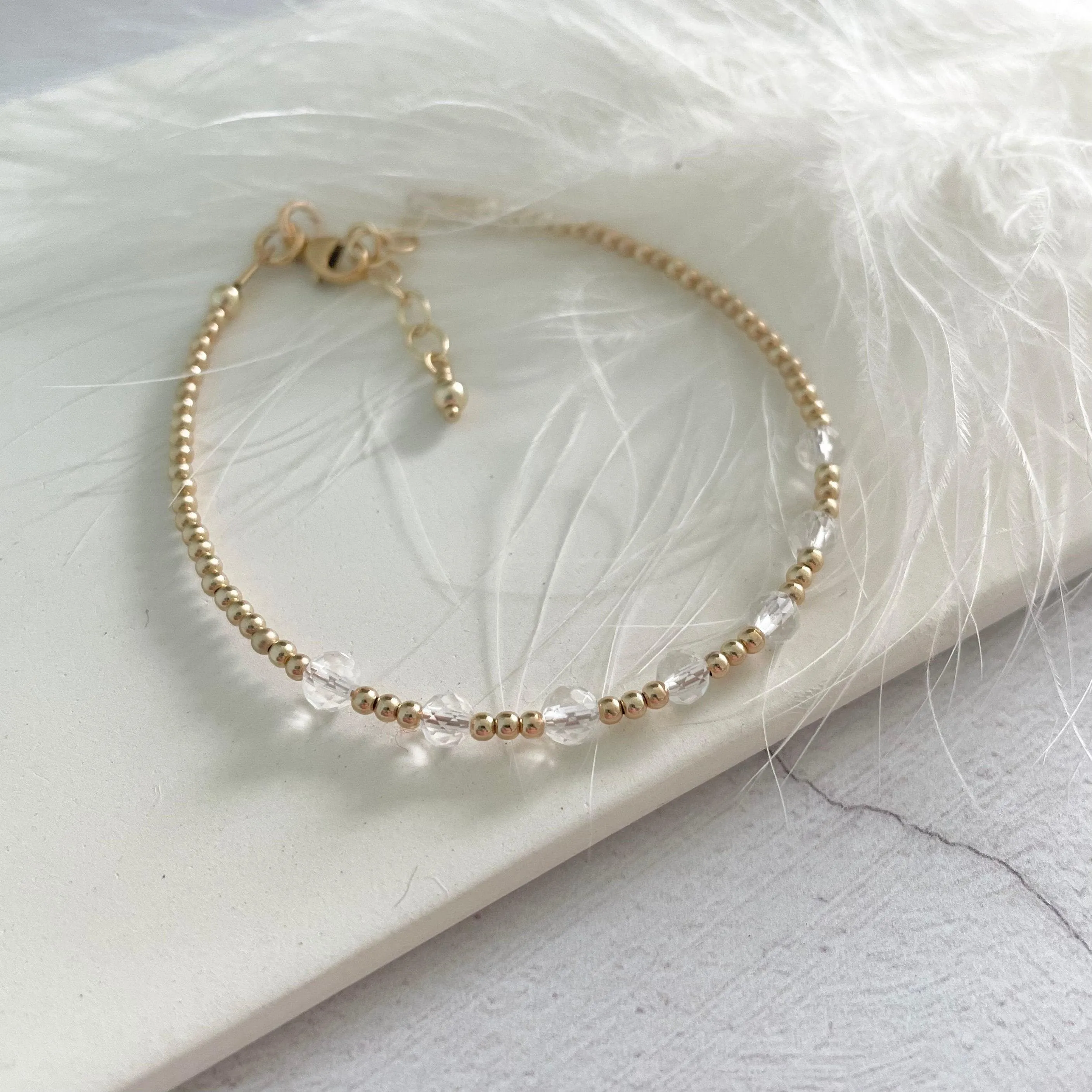 Gold Fill Birthstone bracelet, gemstone stacking bracelet gold
