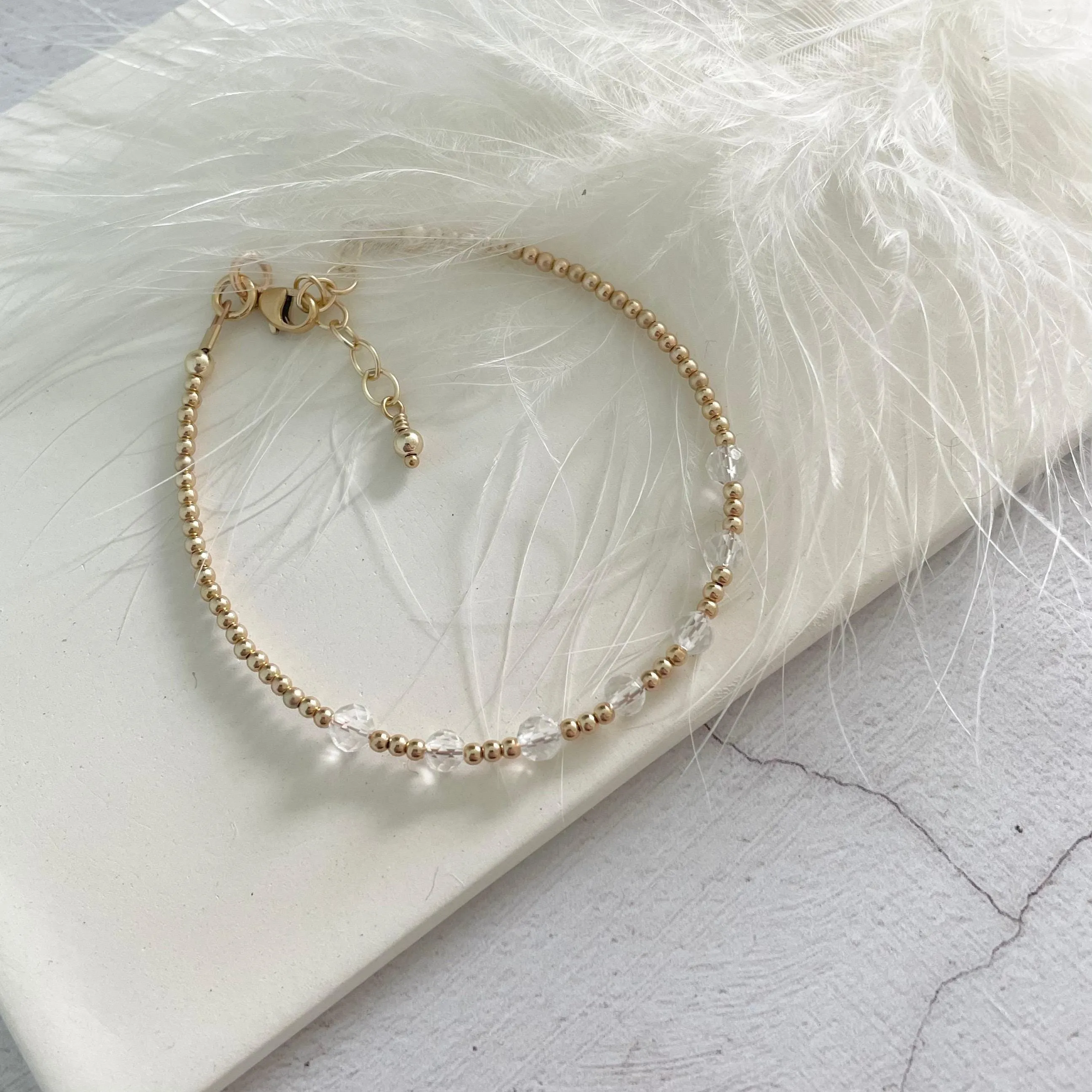 Gold Fill Birthstone bracelet, gemstone stacking bracelet gold