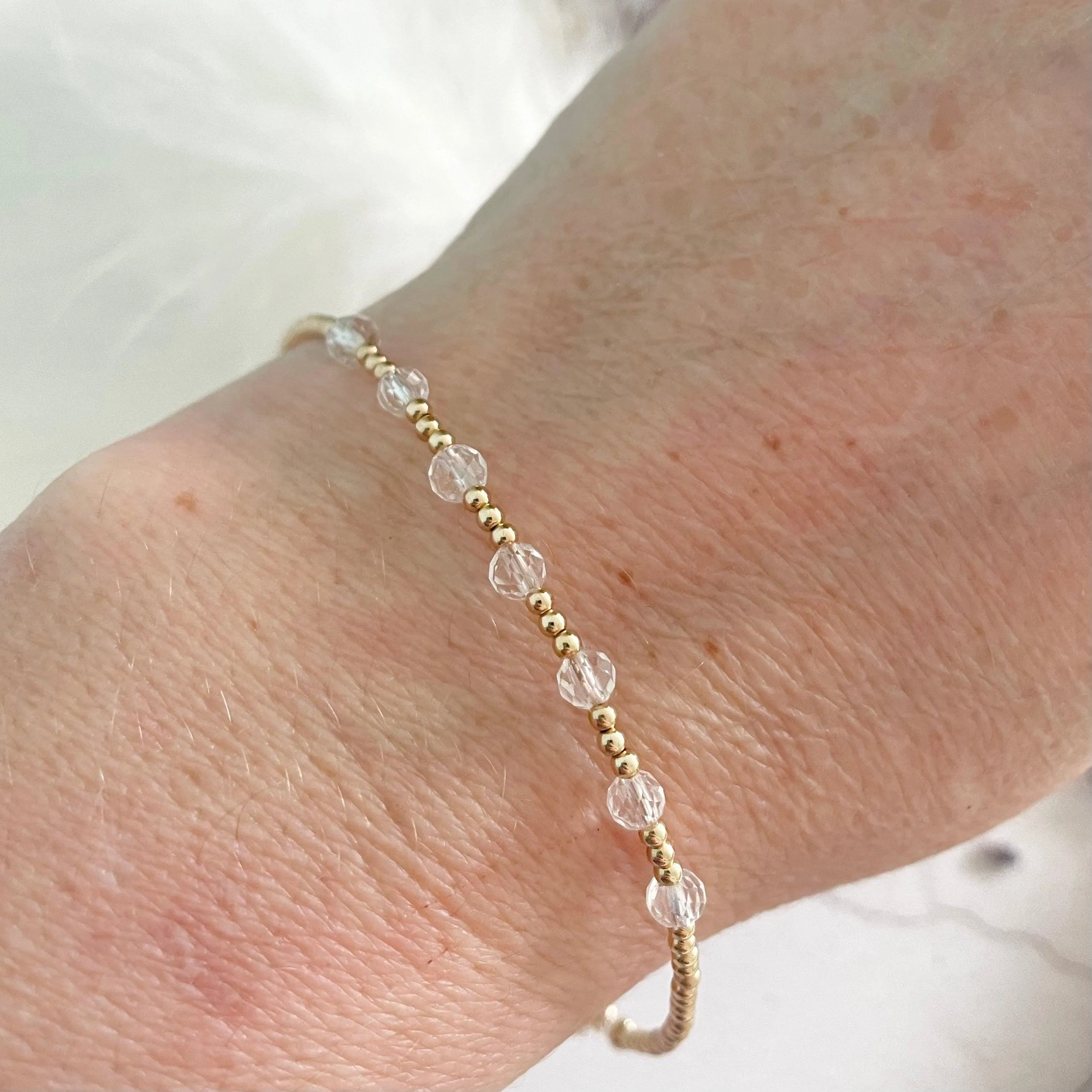 Gold Fill Birthstone bracelet, gemstone stacking bracelet gold