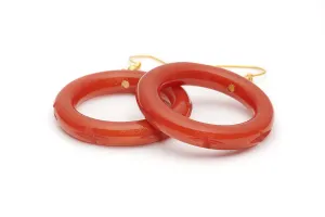 Golden Amber Fakelite Drop Hoop Earrings