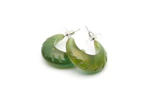 Golden Olive Fakelite Hoop Earrings