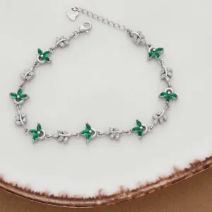 Green Diya Silver Bracelet