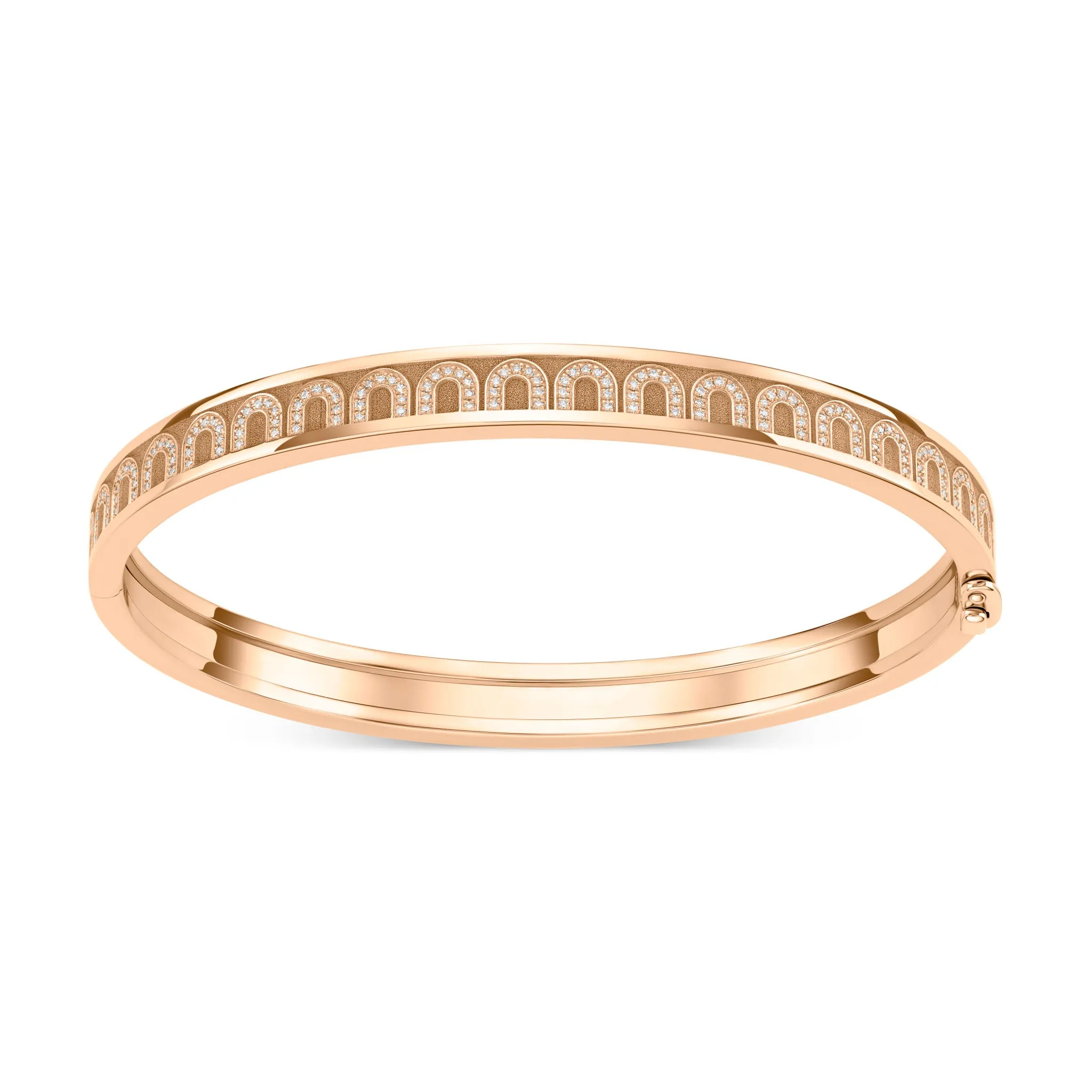 L'Arc de DAVIDOR Bangle PM, 18k Rose Gold with Satin Finish and Arcade Diamonds
