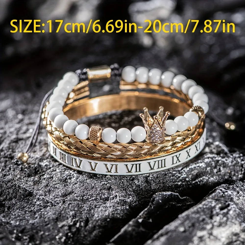 Luxurious Skull And Roman Numeral Bracelet for Men | Gold-Plated