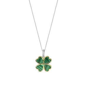 Milano Malachite Clover Pendant - Gold/Silver - 6821MA