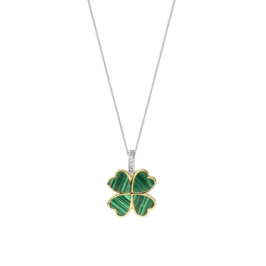 Milano Malachite Clover Pendant - Gold/Silver - 6821MA