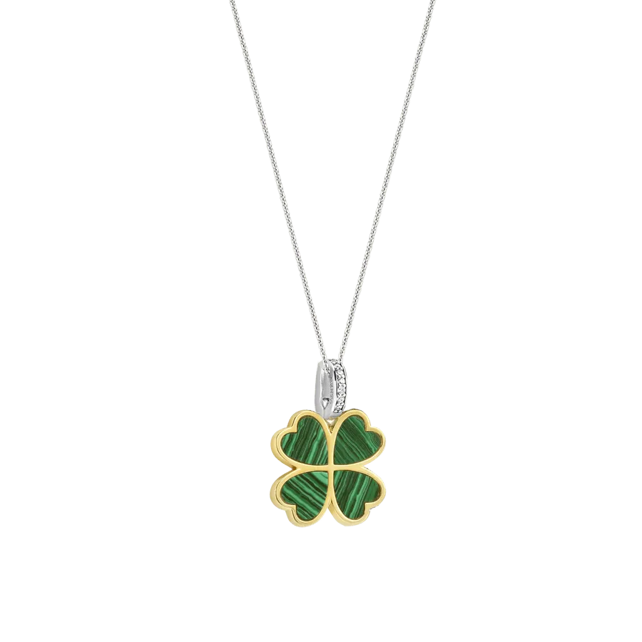 Milano Malachite Clover Pendant - Gold/Silver - 6821MA