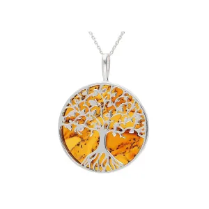 MILENA Necklace Silver and Baltic Amber Tree of Life Medium
