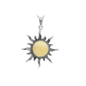 MILENA Necklace Silver and Baltic Milky Amber Sun