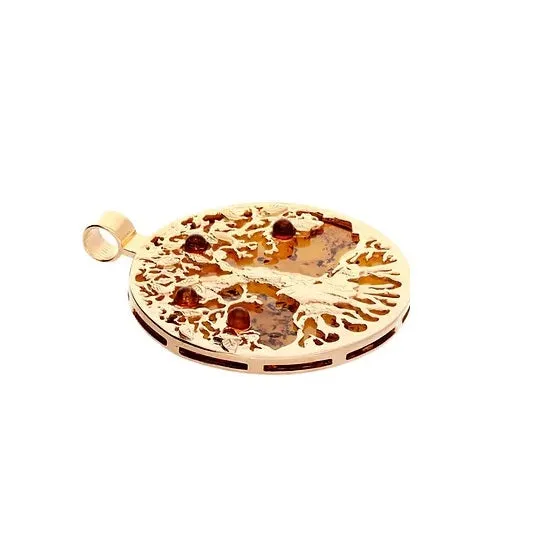 MILENA Rose Gold Plated Amber Tree Pendant Necklace